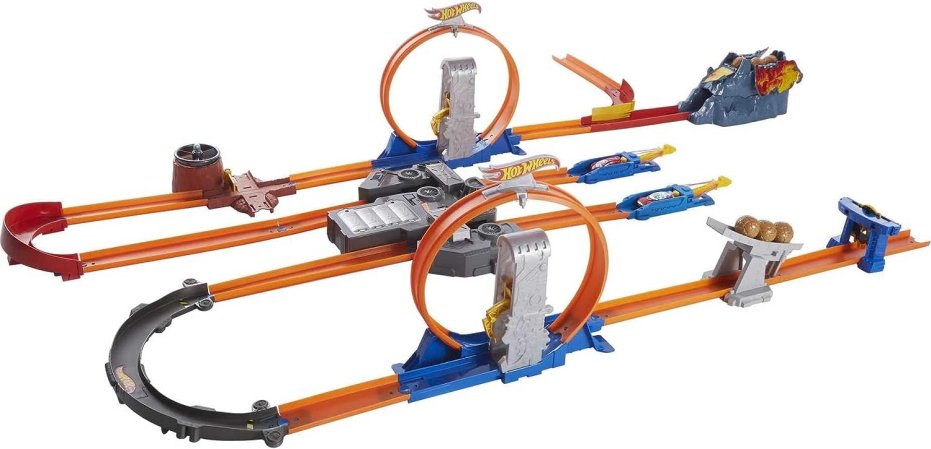  Hot Wheels Track Builder Total Turbo Takeover Set fully assembled.